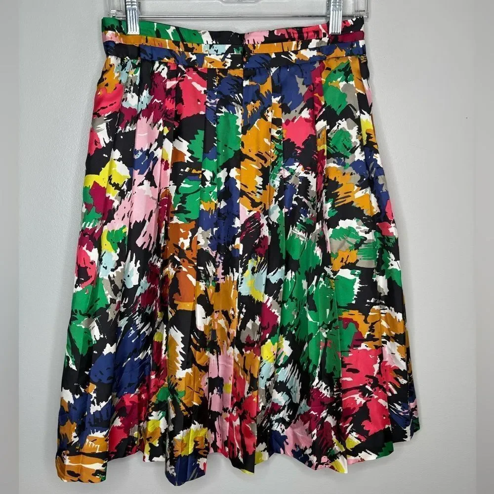 J.Crew Silk Pleated Midi Skirt